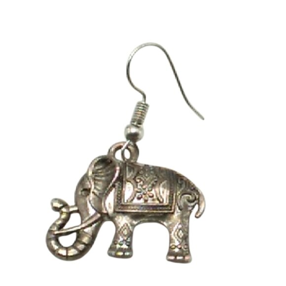 Vintage-inspired Silver-tone Elephant Earrings with Matching Elephant Pendant - Picture 7 of 16